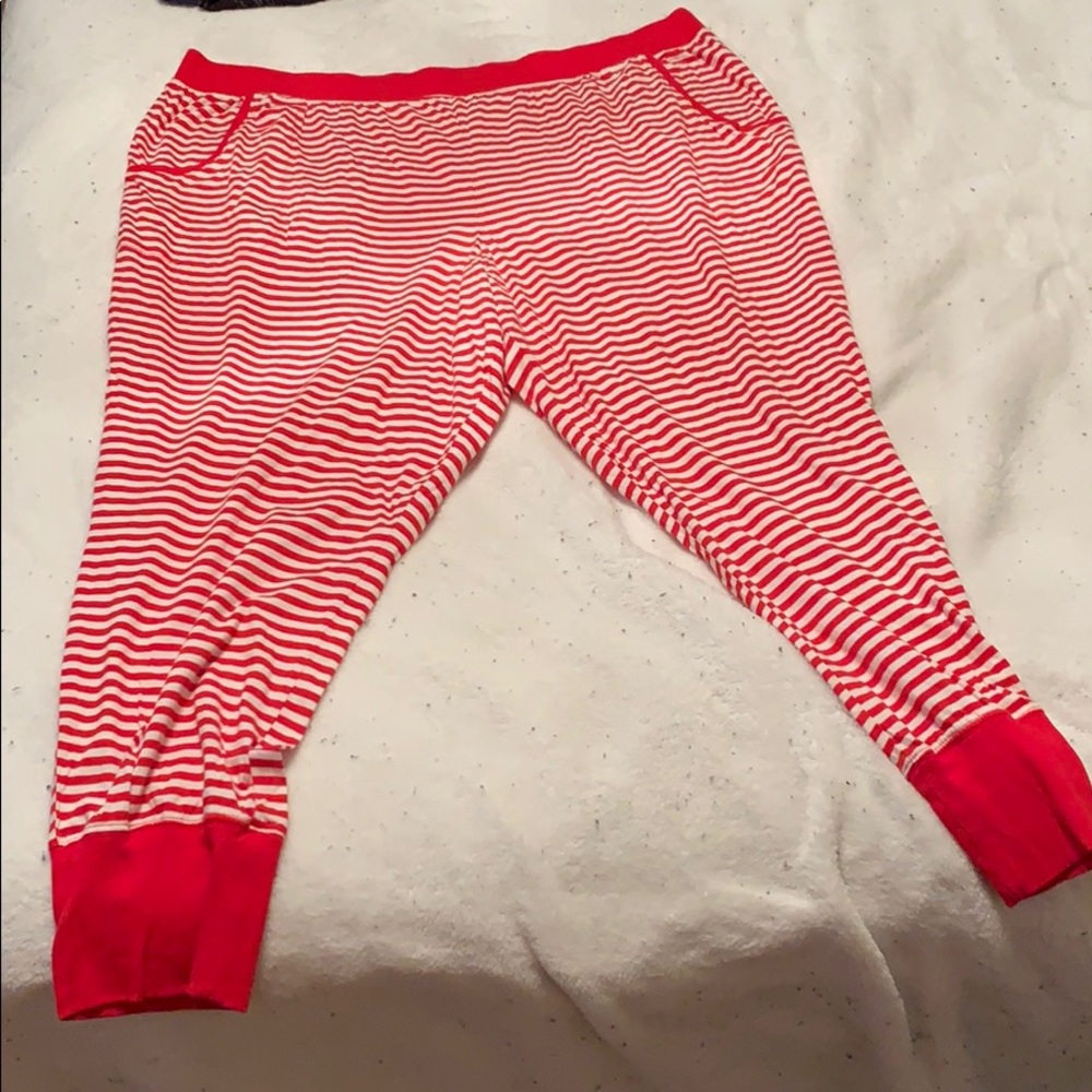 Red and white striped pajama pants